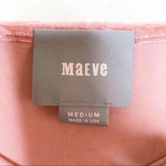 Anthro | Maeve Pink Velvet Cold Shoulder Top Sz M - Picture 4 of 6